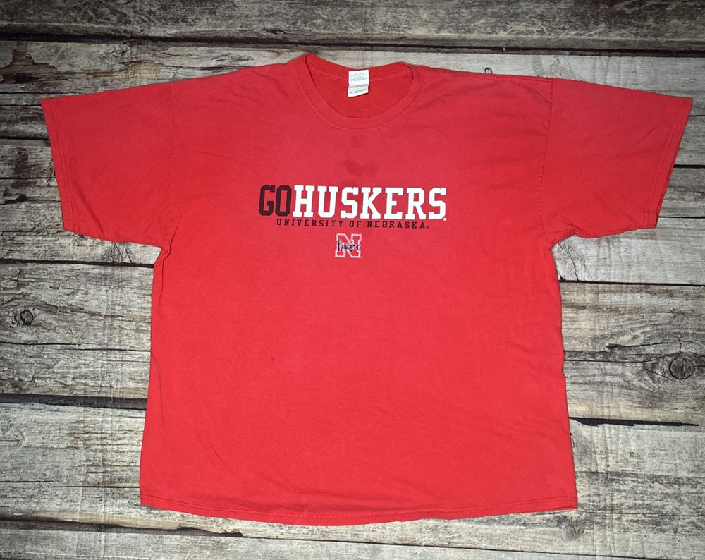 Vintage Y2K Gildan Ultra Cotton Nebraska Huskers T Shirt Go Huskers Size 2XL